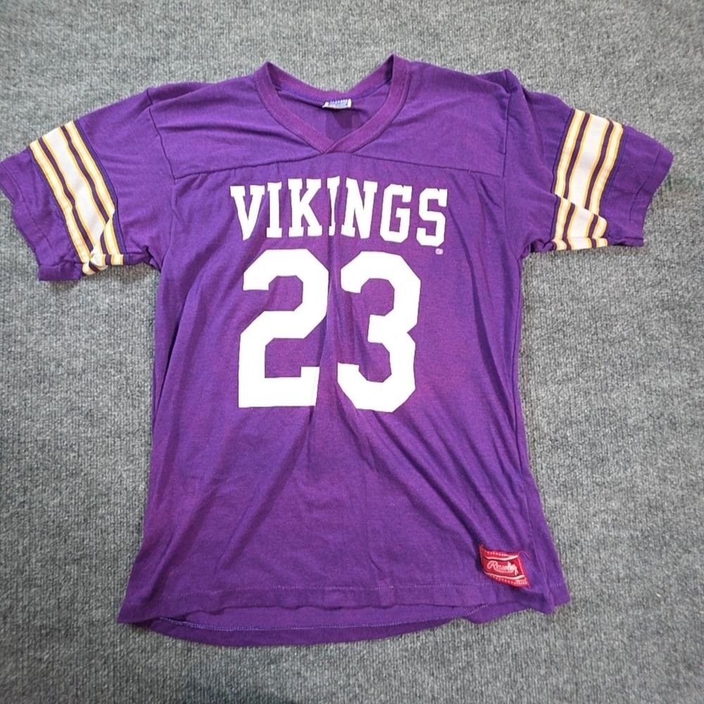 Vintage Minnesota Vikings Shirt Mens Large Purple NFL Football 23 Rawlings